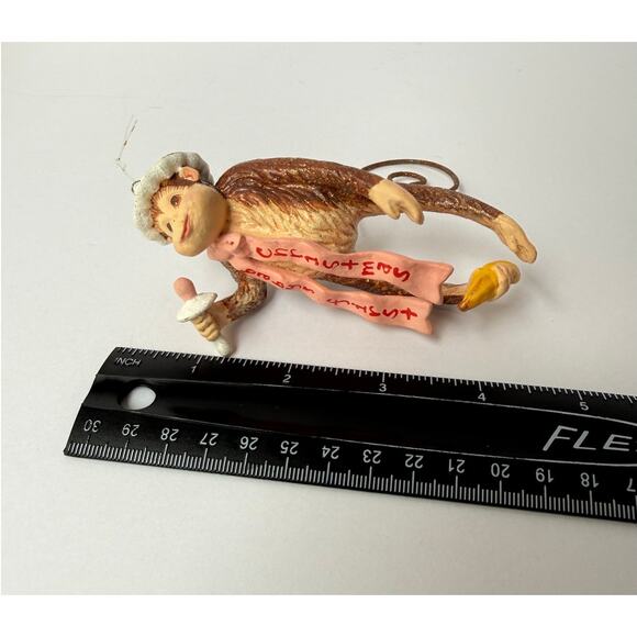 Baby's 1st Christmas Monkey Ornament Cutesy Kitsch - Picture 2 of 12
